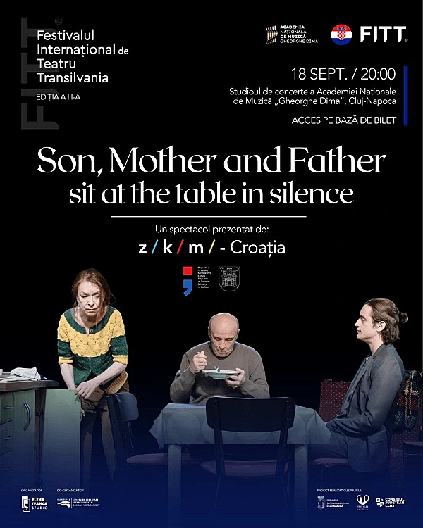Son, Mother and Father Sit at a Table in Silence